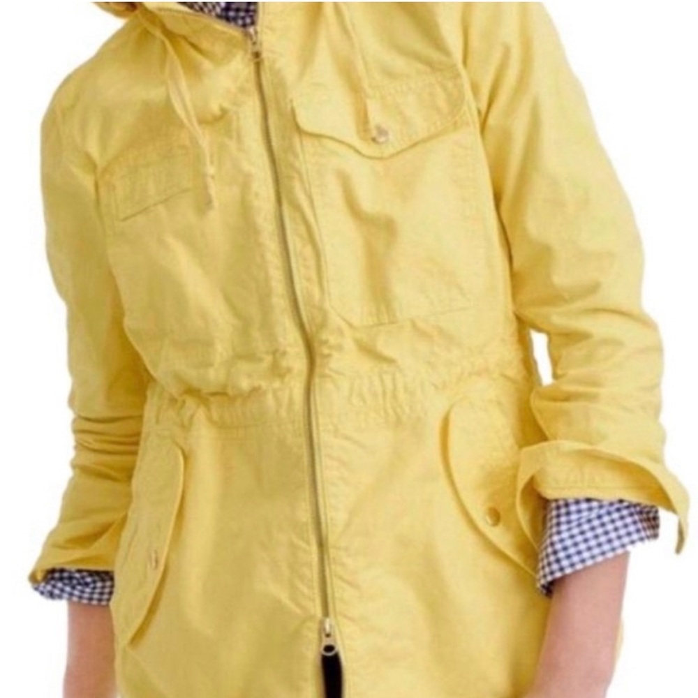 J Crew Anorak Jacket Hood Lemon Yellow Size Medium